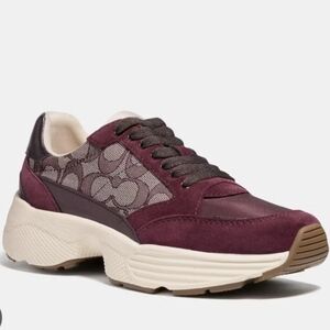 Coach Burgundy and Cream Sneakers